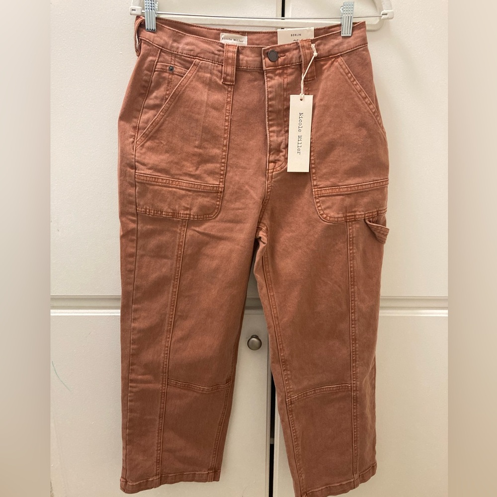 nicole miller High Rise Wide Leg Ankle Pants casual Cinnamon Size 29 MSRP$128